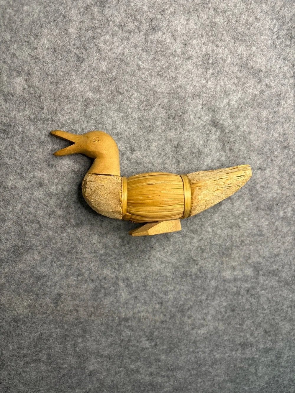 Handcrafted Wooden Duck Figurine - Natural Wood Color